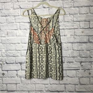 Cleobella Top Embroidered Strappy Back White Black Orange Boho M